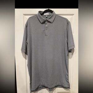 Peter Millar Summer Comfort Mini Striped Polo Shirt  Men’s Large Navy & White